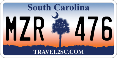 SC license plate MZR476