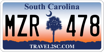 SC license plate MZR478