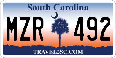 SC license plate MZR492
