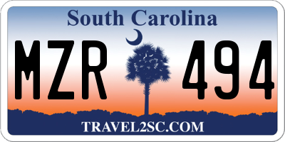 SC license plate MZR494