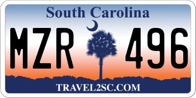 SC license plate MZR496
