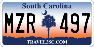 SC license plate MZR497