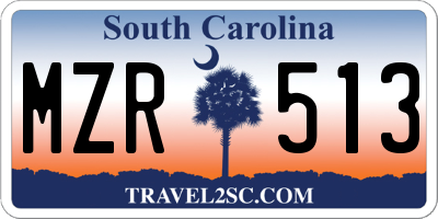 SC license plate MZR513
