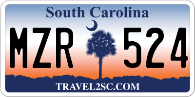 SC license plate MZR524