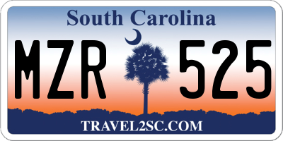 SC license plate MZR525