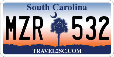 SC license plate MZR532