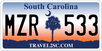 SC license plate MZR533