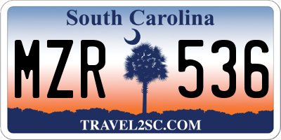 SC license plate MZR536