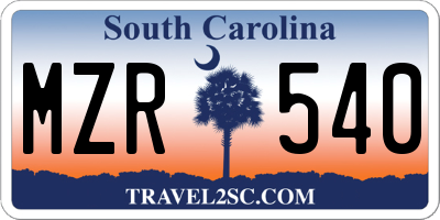 SC license plate MZR540