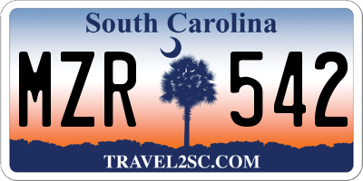 SC license plate MZR542