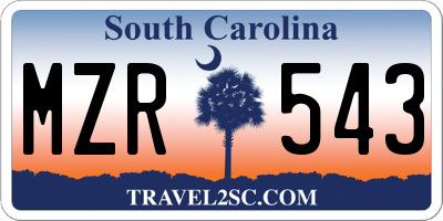SC license plate MZR543