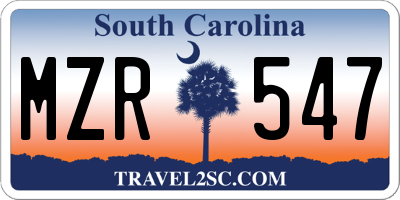 SC license plate MZR547