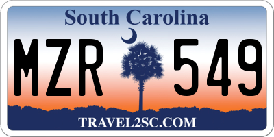 SC license plate MZR549