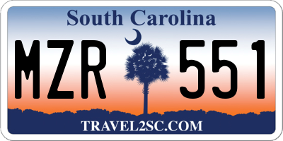SC license plate MZR551