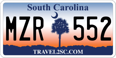 SC license plate MZR552
