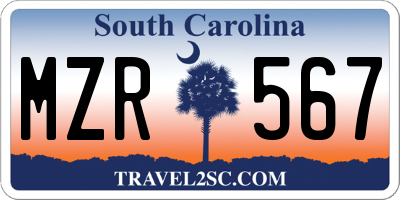 SC license plate MZR567