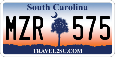 SC license plate MZR575