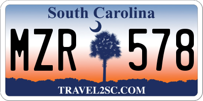 SC license plate MZR578