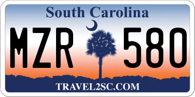 SC license plate MZR580