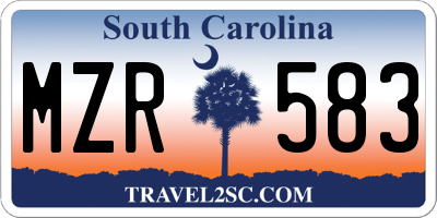 SC license plate MZR583