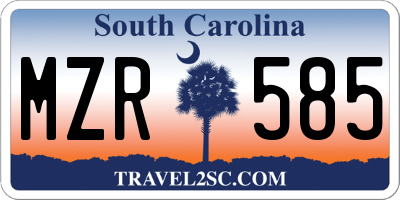 SC license plate MZR585