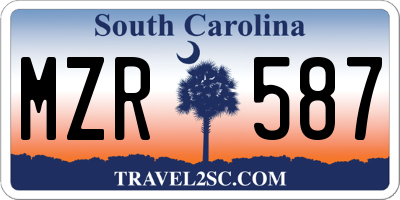 SC license plate MZR587