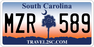 SC license plate MZR589