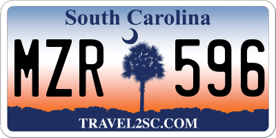 SC license plate MZR596
