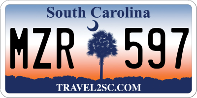 SC license plate MZR597