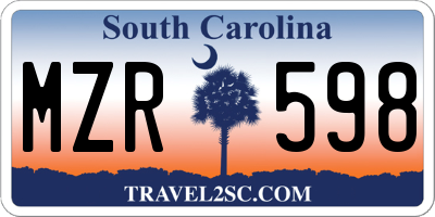 SC license plate MZR598