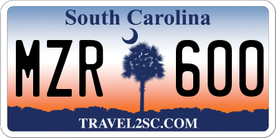 SC license plate MZR600