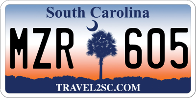 SC license plate MZR605
