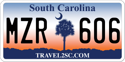 SC license plate MZR606