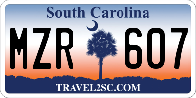SC license plate MZR607