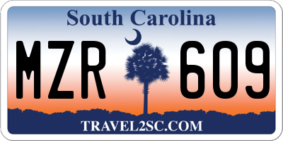 SC license plate MZR609