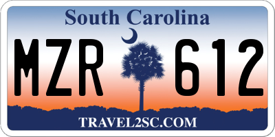 SC license plate MZR612