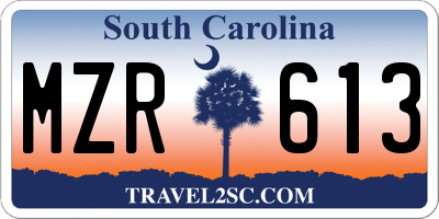 SC license plate MZR613