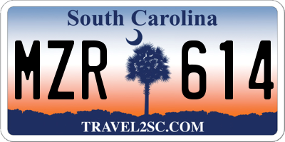 SC license plate MZR614