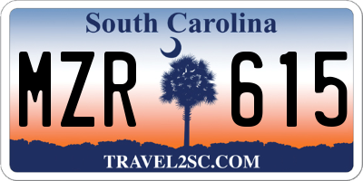 SC license plate MZR615