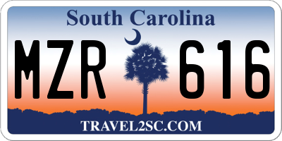 SC license plate MZR616