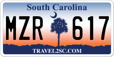 SC license plate MZR617