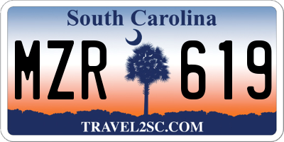 SC license plate MZR619