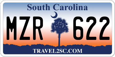 SC license plate MZR622