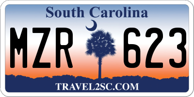 SC license plate MZR623