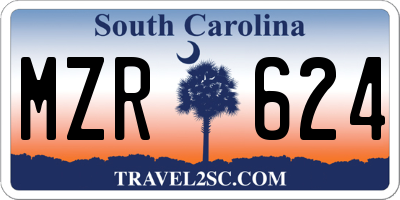 SC license plate MZR624