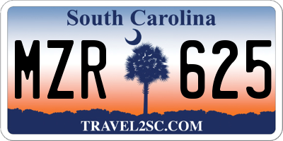 SC license plate MZR625