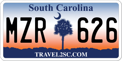 SC license plate MZR626