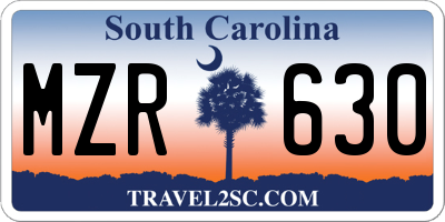 SC license plate MZR630