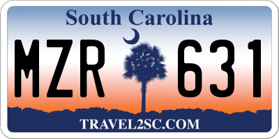SC license plate MZR631