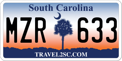 SC license plate MZR633